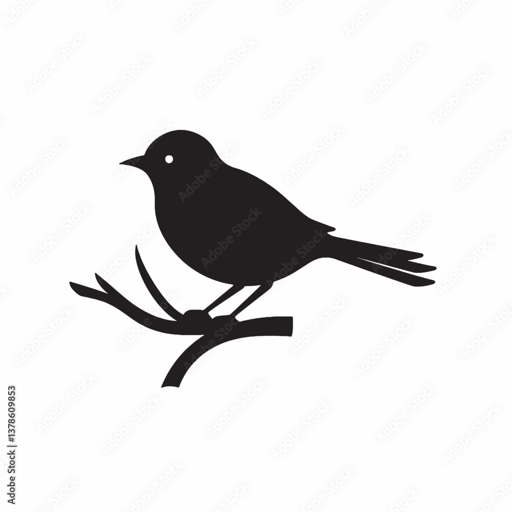 Obraz premium Black crow silhouette on a winter branch with berries