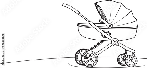 Vector baby stroller illustration icon on white