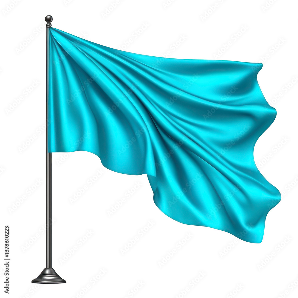 A light blue flag waves gently on silver pole, symbolizing peace and tranquility. fabric smooth texture and vibrant color create calming effect, evoking sense of serenity A light blue flag waves gently on silver pole, symbolizing peace and tranquility. fabric smooth texture and vibrant color create calming effect, evoking sense of serenity