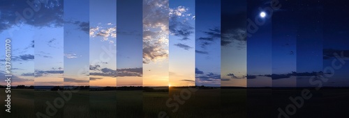 Time lapse image depicting the changes from day to night in the sky