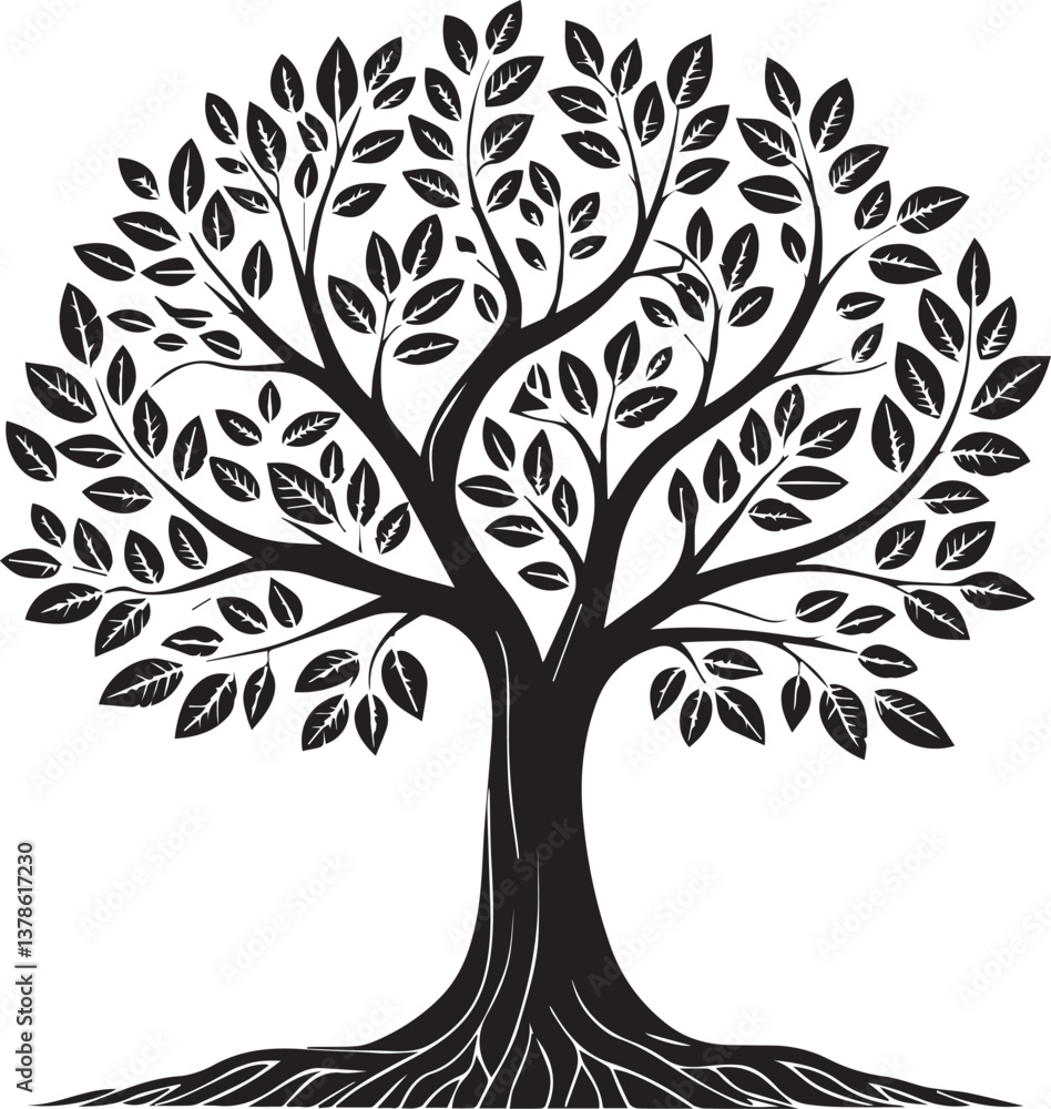 Fototapeta premium vector tree silhouette, tree vector illustration, tree vector isolated on white background