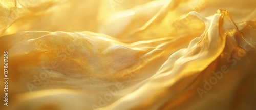 Silky golden fabric gently undulates, capturing light and shadow, evoking a sense of luxury and warmth.