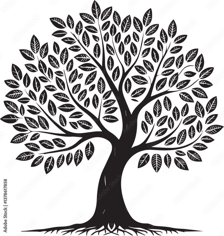 Obraz premium vector tree silhouette, tree vector illustration, tree vector isolated on white background