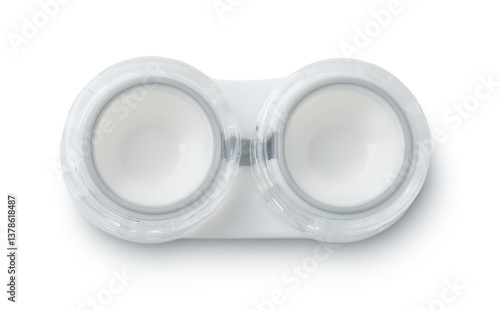 Top view of transparent plastic contact lens case
