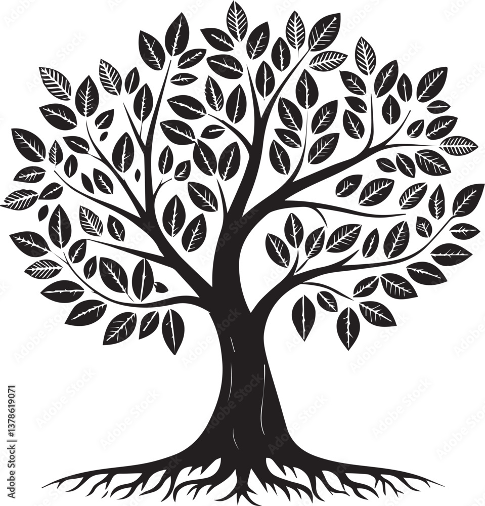 Obraz premium vector tree silhouette, tree vector illustration, tree vector isolated on white background