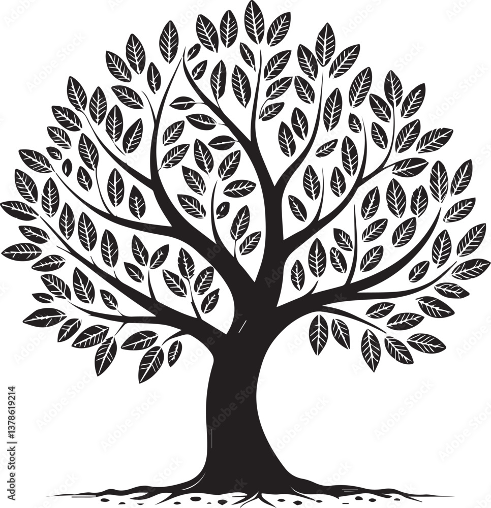 Obraz premium vector tree silhouette, tree vector illustration, tree vector isolated on white background