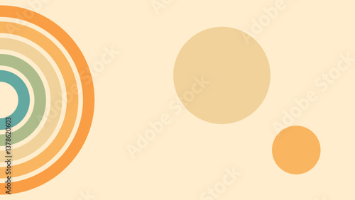 Abstract background of rainbow and sun groovy Wavy Line design in 1970s Hippie Retro style. Vector pattern ready to use for cloth, textile, wrap and other.