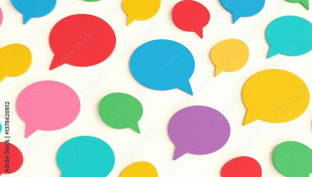 Seamless repeating pattern of colorful speech bubbles on white background, pop art, communication, modern Seamless repeating pattern of colorful speech bubbles on white background, pop art, communication, modern