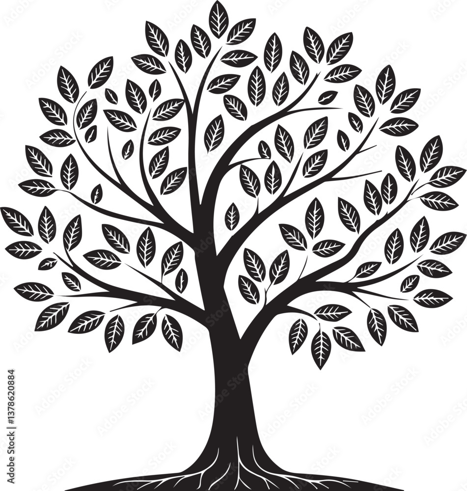Obraz premium vector tree silhouette, tree vector illustration, tree vector isolated on white background