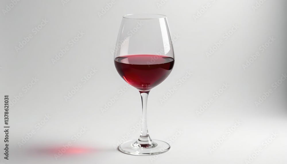 Single glass of ruby red wine against stark white, shadow, drink, minimal Single glass of ruby red wine against stark white, shadow, drink, minimal