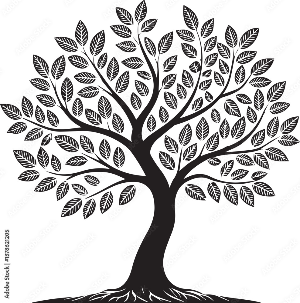 Obraz premium vector tree silhouette, tree vector illustration, tree vector isolated on white background