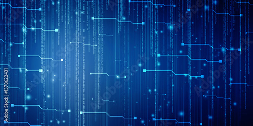 Binary Code Background, Internet Data, Big data communication background, Digital Abstract technology background, flowing number one and zero text in binary code format in technology background.