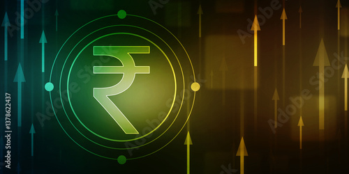 Indian Rupee symbol on financial Background, Growth of Indian stock market, Abstract finance background, Stock market Concept background