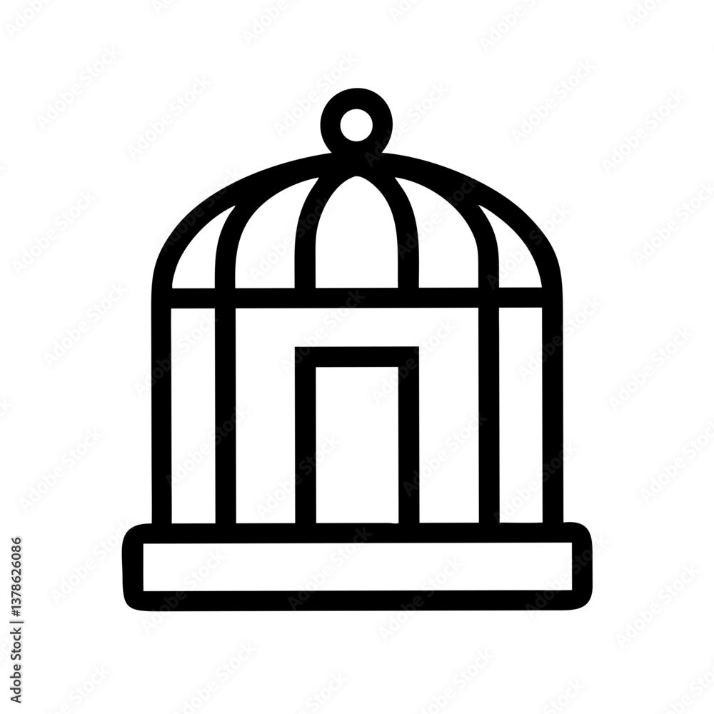 Birdcage icon design in minimalist style with black outline Birdcage icon design in minimalist style with black outline