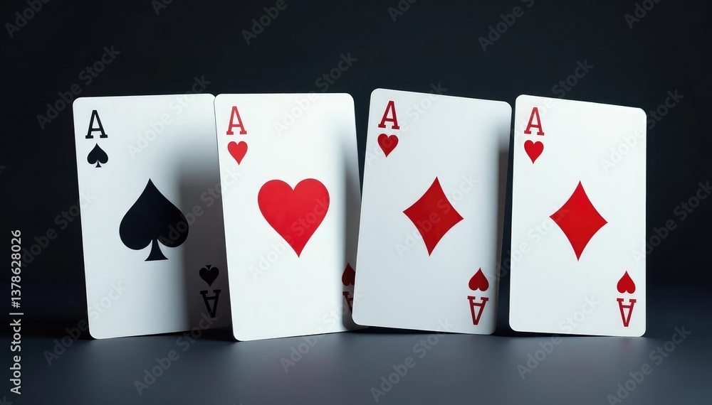 Four aces neatly aligned, showcasing a symmetrical design , poker, pattern Four aces neatly aligned, showcasing a symmetrical design , poker, pattern