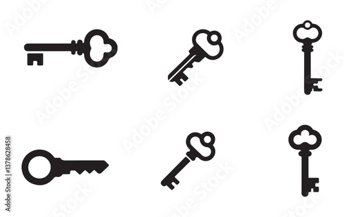 Vintage key icon set. Key vector icon. Key symbol