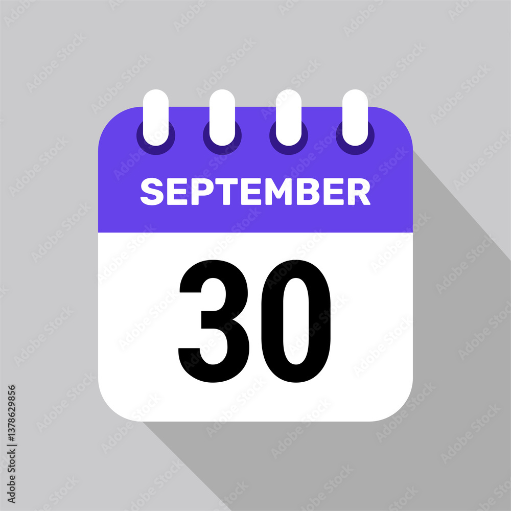 calendar 30 september icon date background. Vector schedule symbol. calendar 30 september icon date background. Vector schedule symbol.