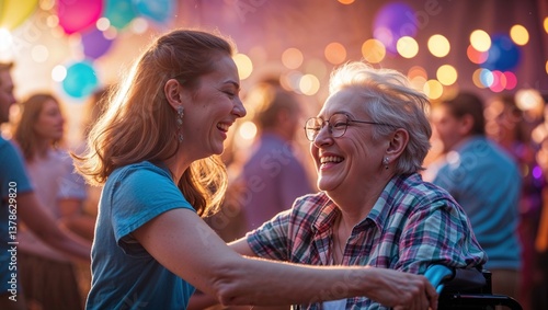 Friends of all ages come together to celebrate International Friendship Day, sharing laughter and creating lasting memories in a vibrant and festive atmosphere filled with lights