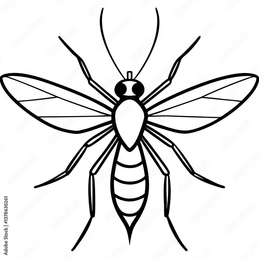 Modern Mosquito Vector Outline Modern Mosquito Vector Outline