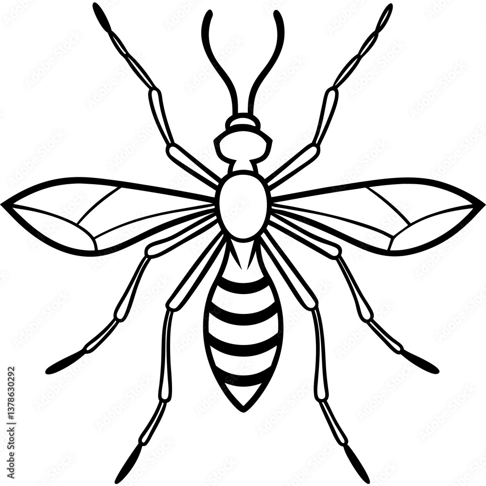 Modern Mosquito Vector Outline Modern Mosquito Vector Outline