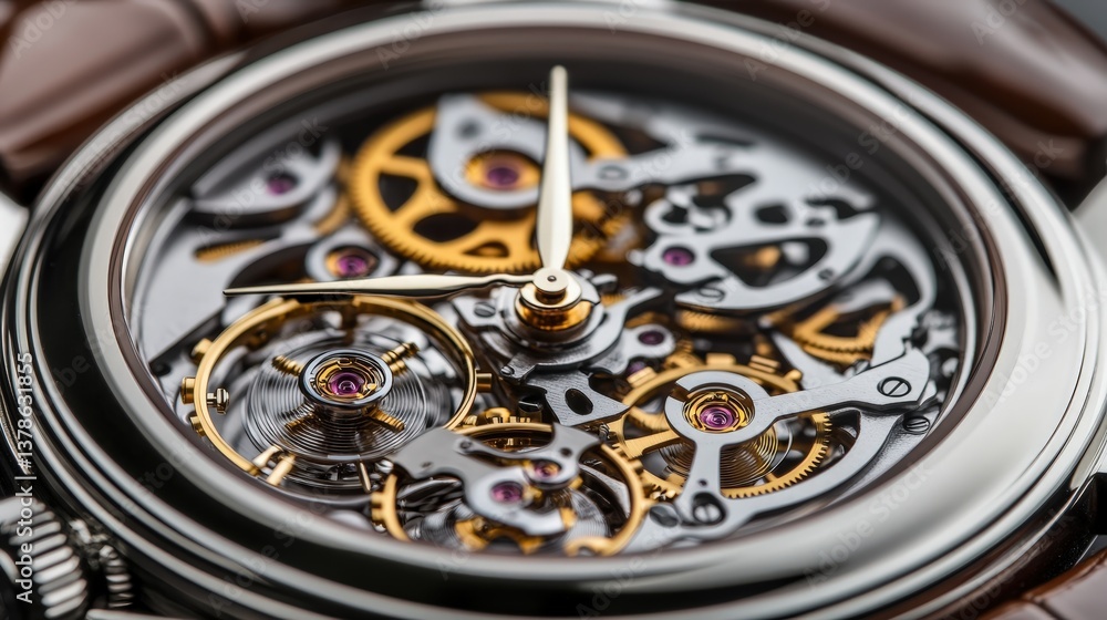A stunning close-up of a mechanical watch's inner workings, emphasizing the artistry in its gears and movements, ideal for watch lovers and those appreciating fine craftsmanship.