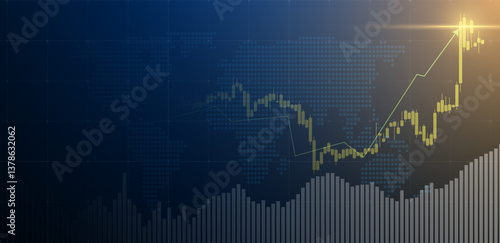 Trade background with glowing chart or candlestick. Vector illustration