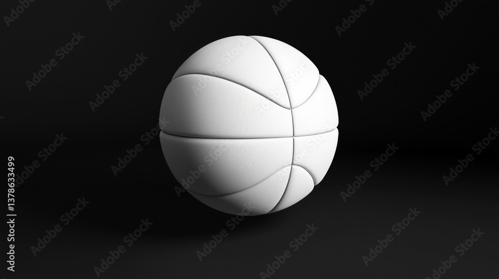 White Basketball on Black Background with Soft Lighting Effects White Basketball on Black Background with Soft Lighting Effects
