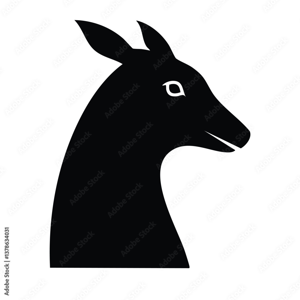 Naklejka premium Black antelope head vector illustration graphic design animal silhouette wildlife nature mammal art