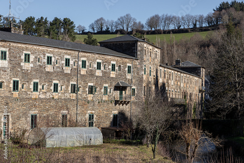 Obraz na płótnie Samos, Spain. The Monastery of San Xulian, an active Benedictine monastery in Galicia founded in the sixth century in the Way of Saint James w salonie