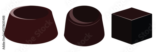 Chocolate candies truffle bonbon assortment dark sweet dessert confectionery gourmet delicious shapes vector art