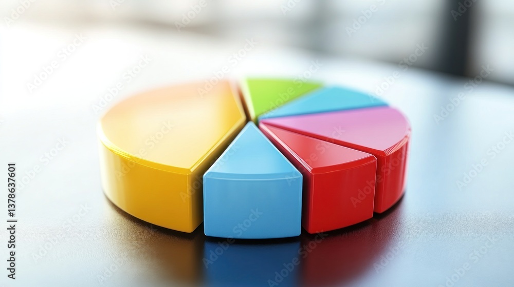 Obraz premium Colorful 3D Pie Chart Data Visualization