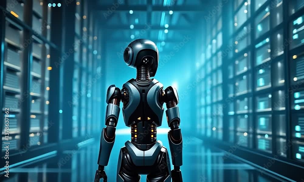 Futuristic Robot in a Server Room: Exploring AI's Technological Frontier Futuristic Robot in a Server Room: Exploring AI's Technological Frontier