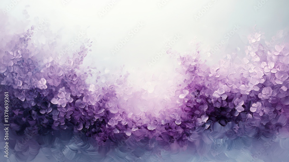 Abstract floral composition with impressionistic lavender hues and dreamy atmosphere Abstract floral composition with impressionistic lavender hues and dreamy atmosphere