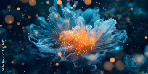 Vibrant Underwater Bloom with Ethereal Glow and Soft Bokeh Effects