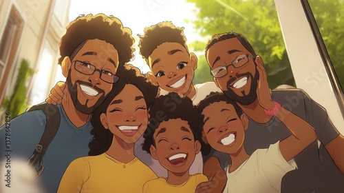 Diverse Family Portrait Illustration