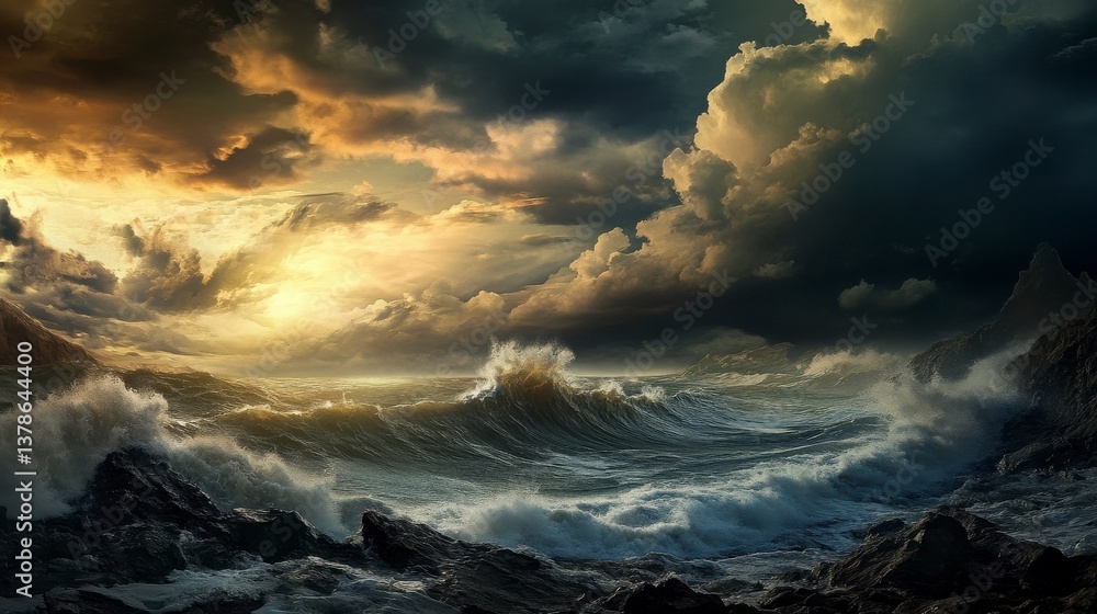 Fototapeta premium Dramatic Ocean Scene at Sunset