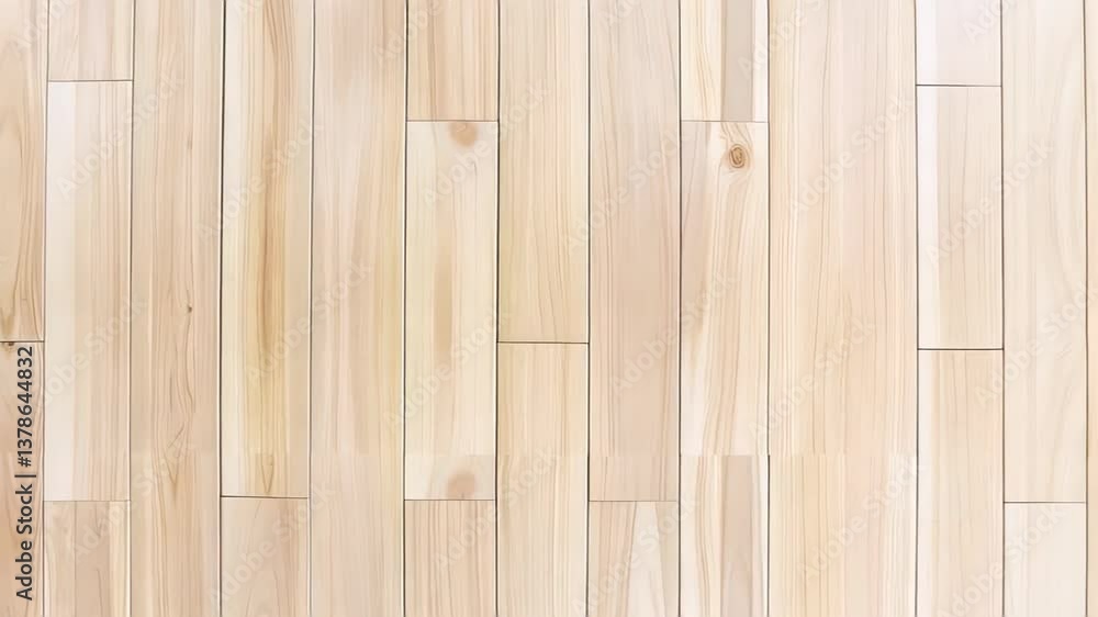Uniform wooden planks forming continuous, repeating pattern, showcasing natural light wood texture for design backgrounds