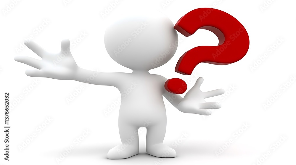 A small white figure with a red question mark near head A small white figure with a red question mark near head