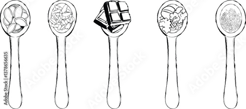 spoon of food vector illustration