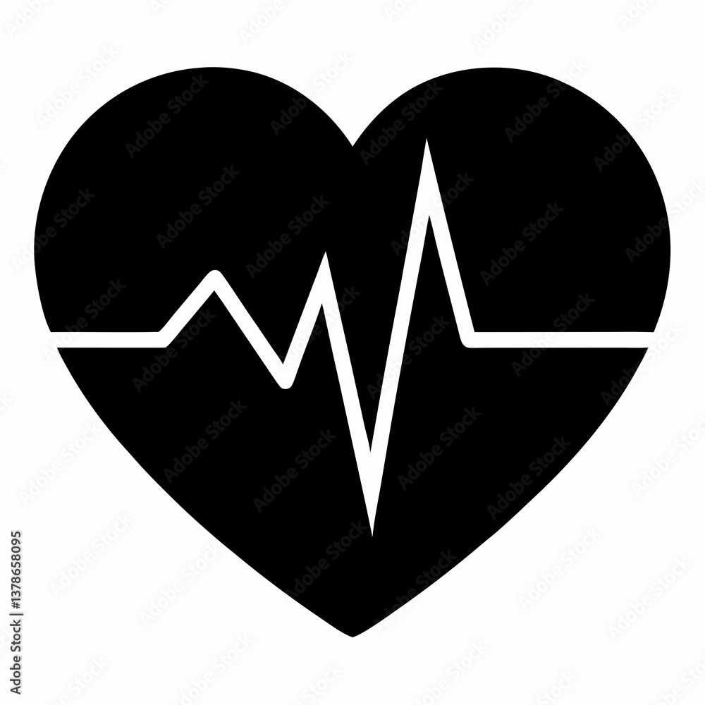 Subtle Heartbeat Line Art in Black Vector Style Subtle Heartbeat Line Art in Black Vector Style