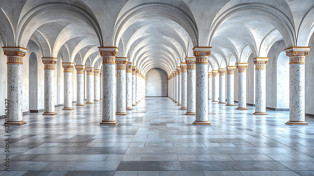 Fototapeta premium Elegant Classical Hallway with Columns and Arches