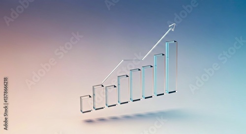 A Modern High-Resolution Background Featuring a Sleek, Floating Bar Chart With a Transparent Glass-Like Effect Over a Soft Gradient Backdrop