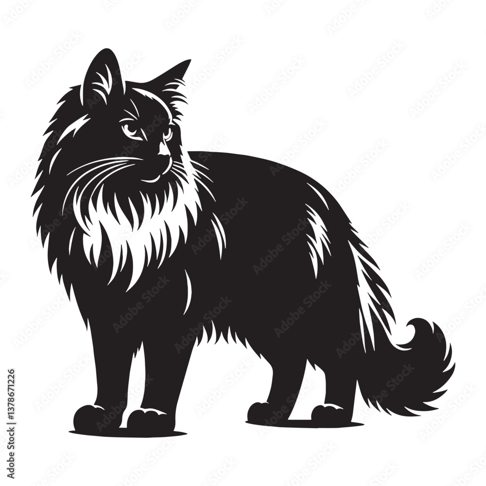 Refined Balinese silhouette, portraying the breed’s striking profile - Balinese illustration - Balinese vector - cat silhouette
Refined Balinese silhouette, portraying the breed’s striking profile - Balinese illustration - Balinese vector - cat silhouette