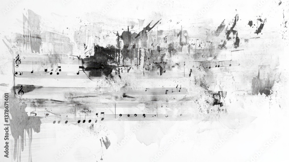Fototapeta premium Watercolor background with music notes