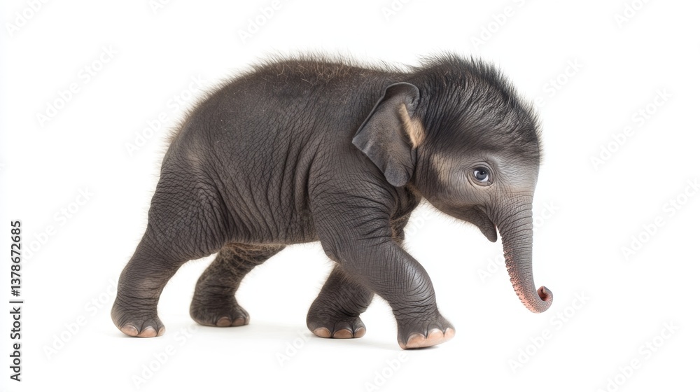 Fototapeta premium Playful baby elephant in a studio environment animal portrait close-up view wildlife concept