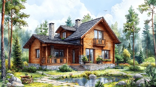 Serene Log Cabin Lakeside Retreat Peaceful Forest Home of excellence in splendor beyond compare.