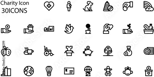 Set of Charity icons. Line art style icons bundle. vector illustration