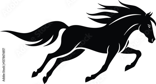 Wallpaper Mural Silhouette of a Horse in Full Gallop with Flowing Mane on Transparent Background Torontodigital.ca