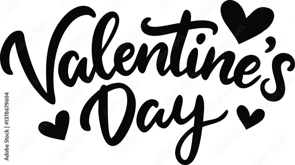 Fototapeta premium Valentines Day Text with Heart Accents Isolated on a Transparent Background