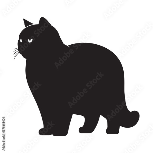 Regal British Shorthair silhouette, a symbol of ancient elegance - British Shorthair illustration - British Shorthair vector - cat silhouette

